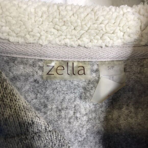 Zella Womens Gray Sweater Knit Asymmetrical ZIp Hooded Jacket Athleisure Small - Picture 5 of 12